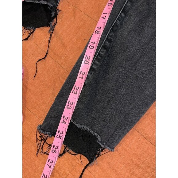 Good American Black Distressed High-Waisted Skinny Jeans Women's Size 6/28 - Picture 7 of 9